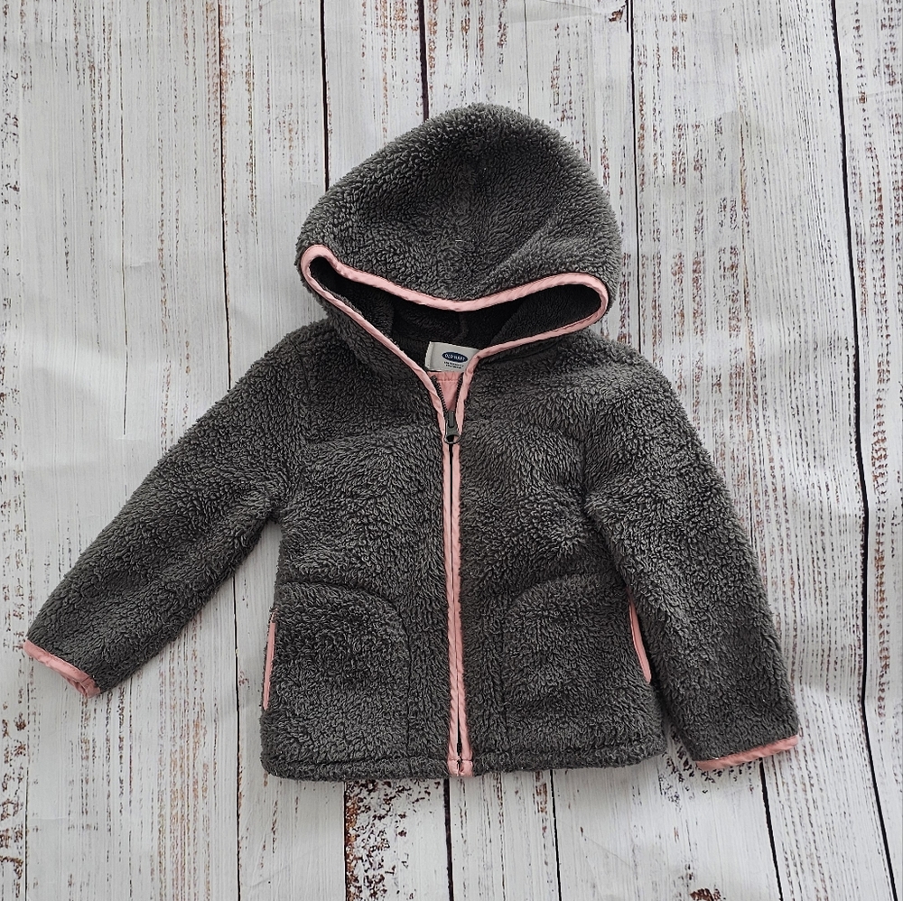Old Navy Gray and Pink Sherpa Jacket